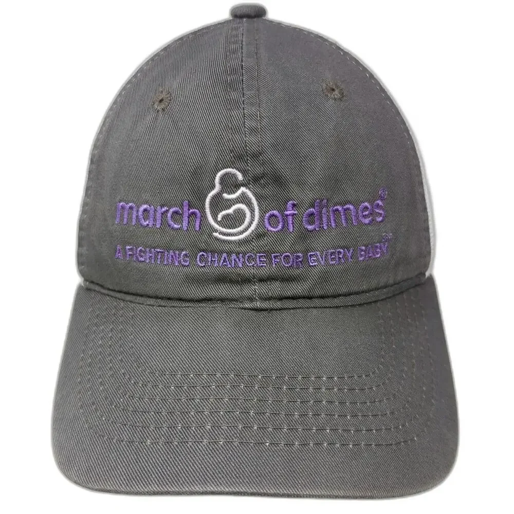 Outdoor Cap Baseball Cap Gray White One Size March of Dimes Mesh Strapback Hat